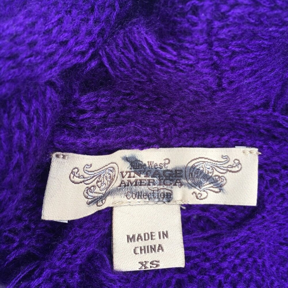 Nine West Womens Sweater sz XS Plum Purple Cowl Neck Open Thin Knit Long Sleeve - Picture 3 of 12